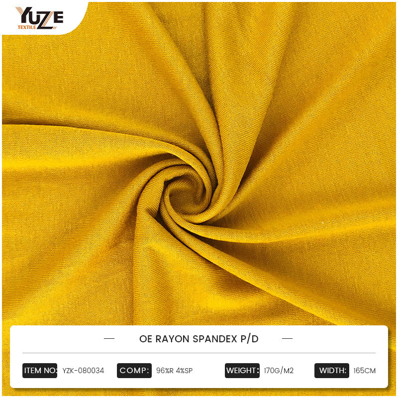De elastische eigenschappen van rayon-spandex gebreide stoffen maken ze uitstekend in sportkleding en casual slijtage