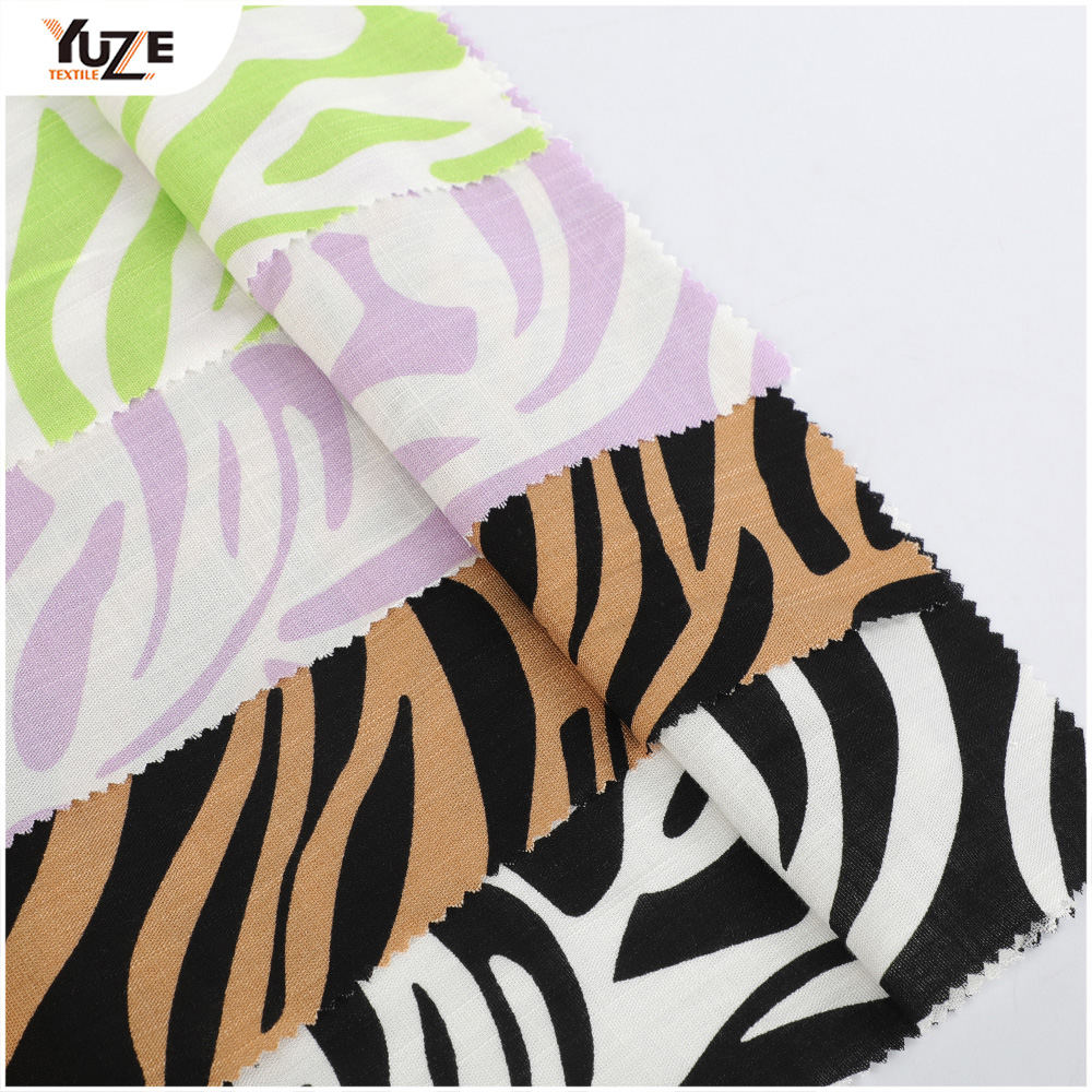 YZW-020025-7 Rayon SP Slub geweven Prt