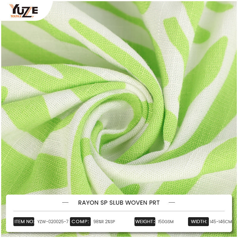 YZW-020025-7 Rayon SP Slub geweven Prt